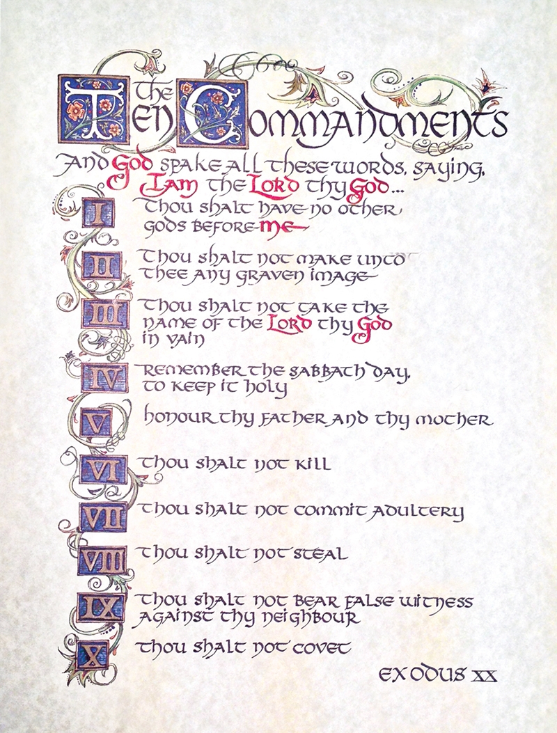Ten Commandments Calligraphy Print